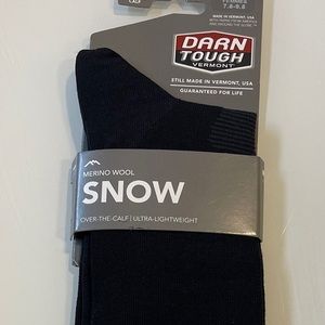 Darn Tough Over-the-Calf Snow Socks Merino Wool Women's M 7.5-9.5 Black Ski